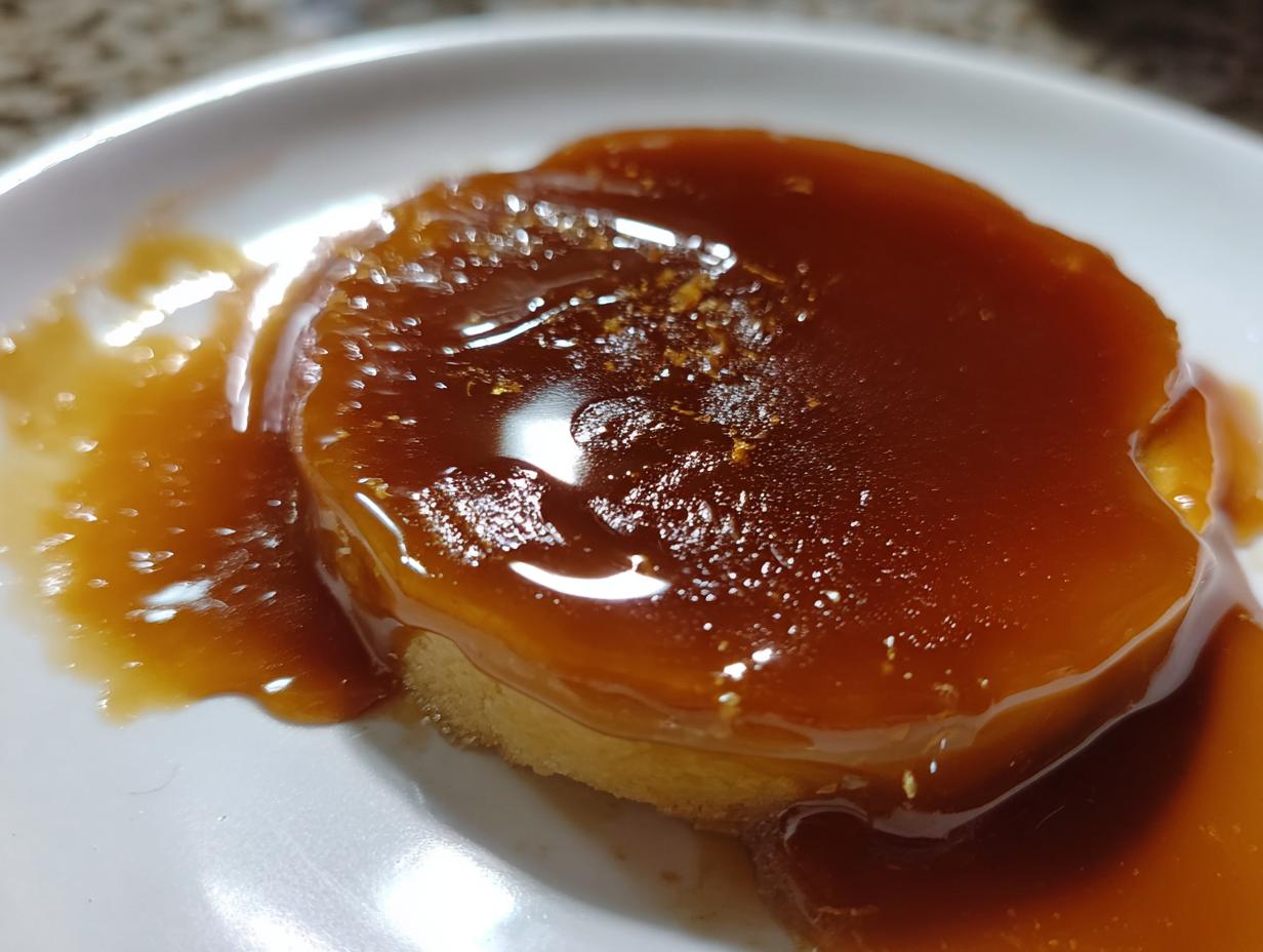 Close-up of rich, glossy homemade brown gravy generously poured over a serving of food on a white plate.