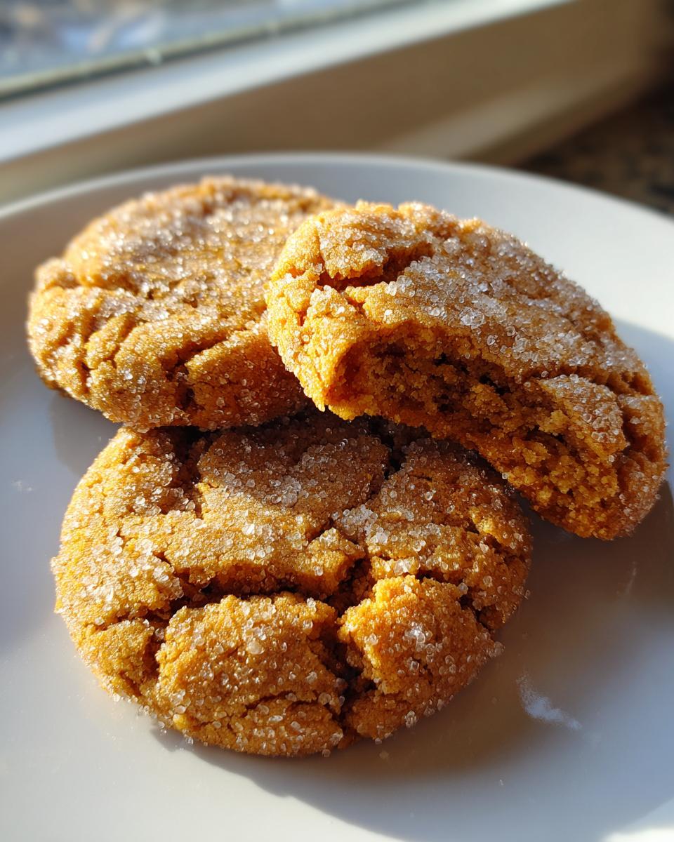 Three delicious brown butter sugar cookies stacked on a white plate, heavily coated in sparkling sugar crystals.