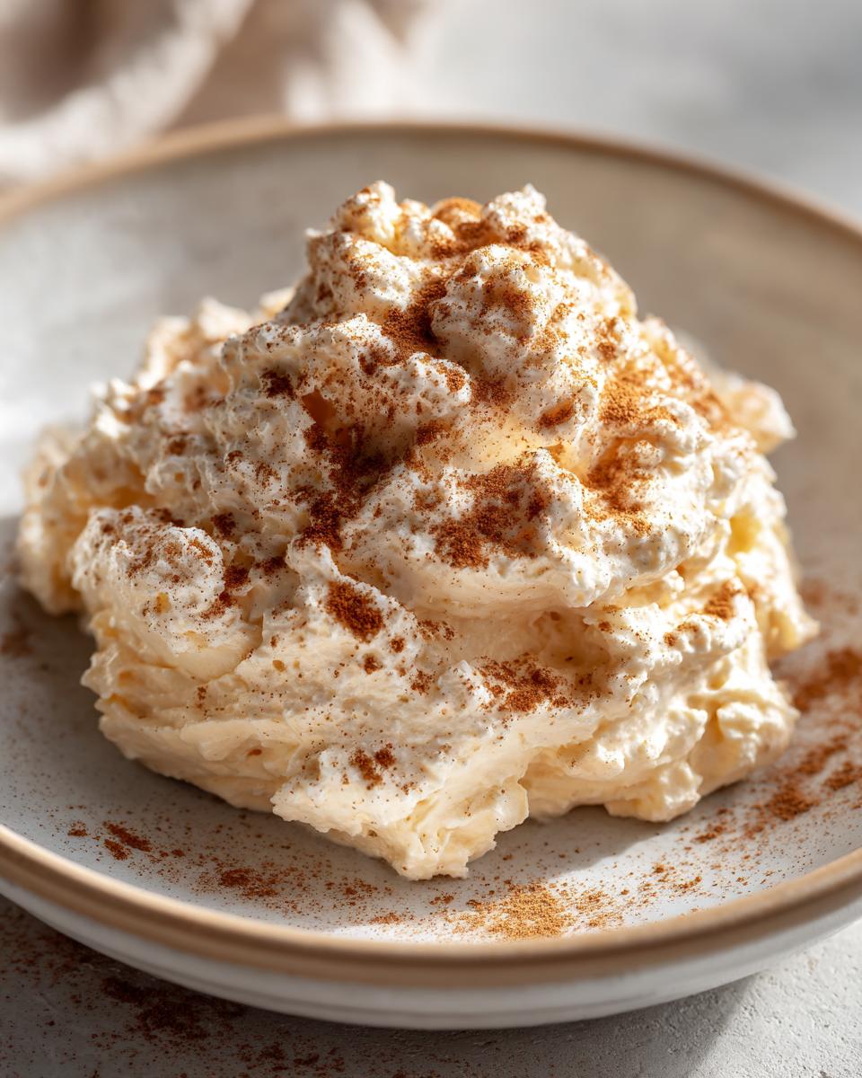 A dollop of fluffy, whipped honey butter recipe sprinkled generously with cinnamon in a light ceramic bowl.